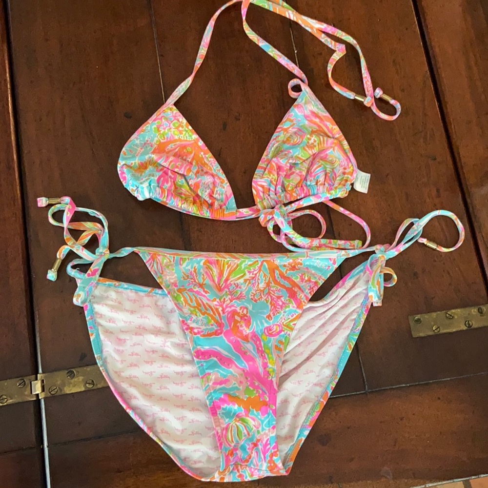 Lily Pulitzer bright coral bikini set